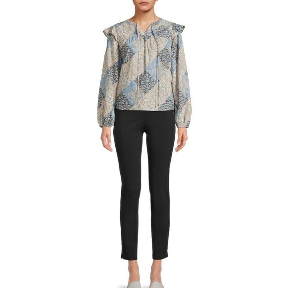 Time And Tru Colorful Flutter Sleeve Blouse Size Medium - Picture 7 of 8